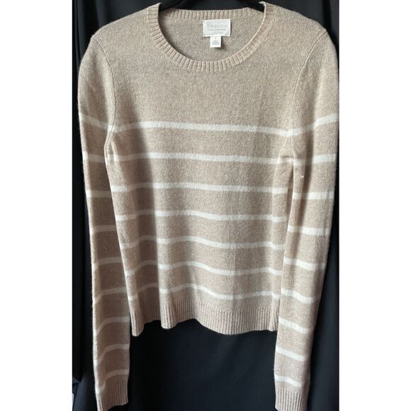 NEW Caslon 100% Cashmere Crew Neck Stripe Knit Sweater Nordstrom Size Small - Picture 2 of 4